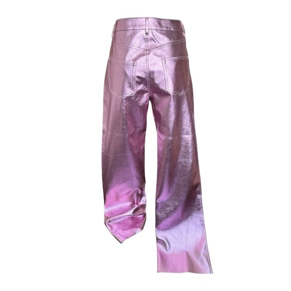 NWT ALIX NYC Jay Vegan Leather Straight-Leg Pants in Pink Size: 8 - Picture 10 of 17